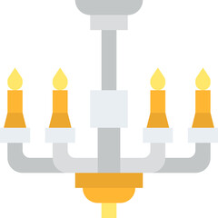 Decorative Chandelier With Five Yellow Candle Lights In A Silver Fixture With A Transparent Background