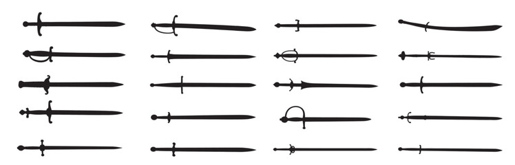 swords silhouette white background 