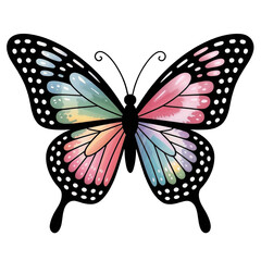 Colorful butterfly design with intricate patterns and soft pastel hues, showcasing nature's beauty