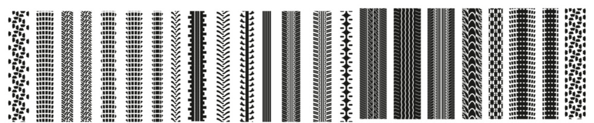 tire prints car tyre tracks isolated vector marks 