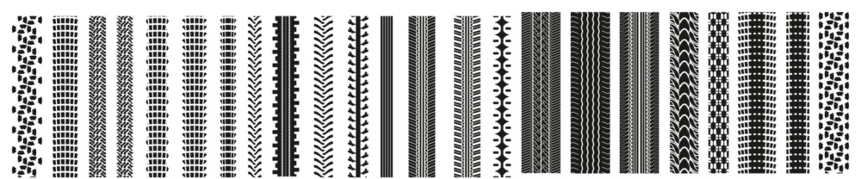 tire prints car tyre tracks isolated vector marks 