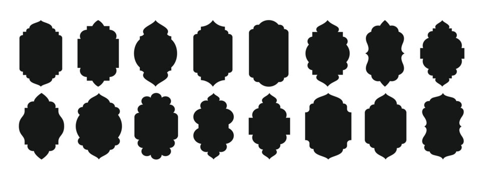 traditional islamic window shapes in oriental style set of