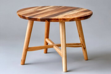 Round wooden table with natural timber top