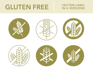 Gluten free vector label in six various versions