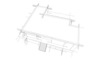 House building sketch architectural 3d illustration
