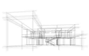 House building sketch architectural 3d illustration