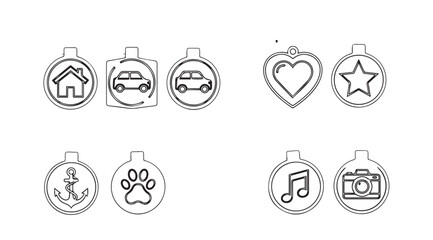 Collection of small metal charms featuring icons for jewelry making and crafts vector