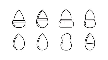 Collection of makeup sponges and beauty blenders in various shapes and styles for cosmetic application vector