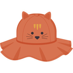 Orange Cat Shaped Bucket Hat With Cute Face Details And Striped Markings On A Transparent Background