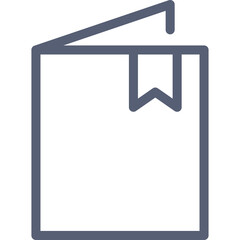 Open Book Icon with Bookmark Vector Graphic Simple Outline Illustration Minimalist Design in Blue and White with Transparent Background