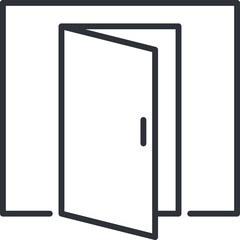 Open Door Icon Representing New Opportunities And Entrance With A Simple Line Art Design On A Transparent Background