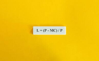 Lerner Index Formula on White Tile with Yellow Background