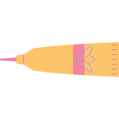 Orange And Pink Squeeze Tube With Flower Graphic Isolated On White Background No Branding No Text With Cap And Applicator