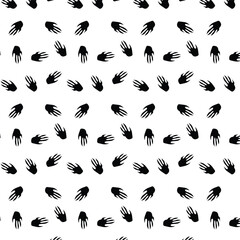 Alligator footprint seamless pattern with black color on a transparent background