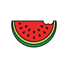 (Refreshing Watermelon Bite Artwork. A vibrant, juicy melon wedge with a small piece taken out, perfect for symbolizing summer, healthy eating, and delightful fruit snacks.)