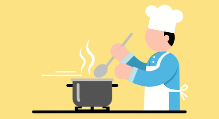 Chef stirring food in a pot cooking in the kitchen culinary art food preparation 1.