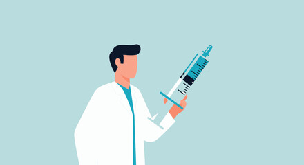 Doctor holding syringe ready to administer a vaccine injection for medical treatment.