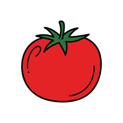 (Red Tomato Illustration. Vibrant crimson garden produce drawing, symbolizing freshness, vitality, and healthy eating. Its charming doodle style evokes natural goodness.)