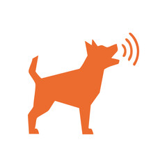 (Orange Barking Dog Silhouette. A vibrant orange canine graphic loudly vocalizes. This distinctive pictogram symbolizes an alert, warning, or communication, drawing immediate attention.)