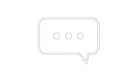 Simple outline of a speech bubble with three dots inside minimalist design.