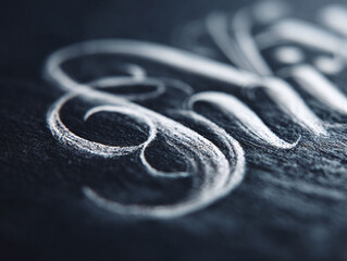 Elegant script detail, delicate lines on textured surface. Evokes creativity, artistry. Ideal for design, invitation, or artistic concepts.