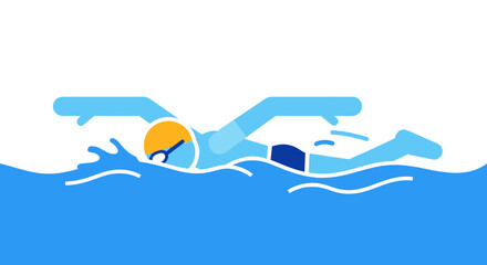 Swimming athlete in the water freestyle stroke competition sport.