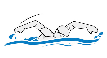 Swimming athlete in water freestyle stroke competition sport healthy lifestyle.