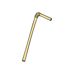 (Flexible Drinking Straw Cartoon. Minimalist illustration of a bent beige drinking aid. Perfect for designs related to refreshment, parties, and casual consumption of liquids.)