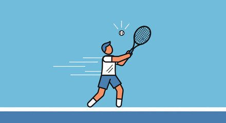 Tennis player hitting the ball with a racket on the court.