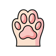 (Cute Animal Paw Print Illustration. A charming cartoon graphic showcasing a gentle feline or canine paw. This adorable emblem evokes feelings of warmth, friendship, and pet adoration.)