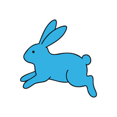 (Blue Bunny Jumping. This lively azure hare is depicted in mid-air, symbolizing agility, new beginnings, and playful energy. Ideal for springtime projects.)