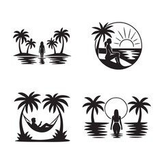 Woman Beach Scenes Svg