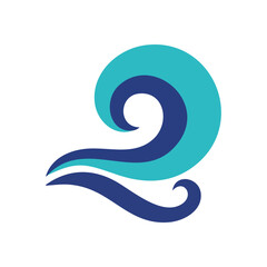 (Dynamic Teal Water Swirl Element. Graceful ocean current symbol. This stylized blue illustration evokes peace, natural energy, and smooth liquid flow.)