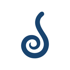 (Blue Swirl Abstract Icon. Graceful indigo curve on a pristine white backdrop, symbolizing natural growth, dynamic movement, and elegant simplicity.)