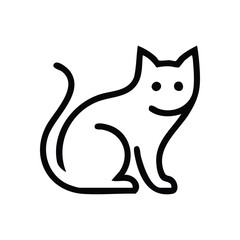 (Smiling Feline Outline Graphic. This charming cat pictogram features a playful, happy expression. Its simple design evokes warmth, comfort, and companionship, ideal for various projects.)