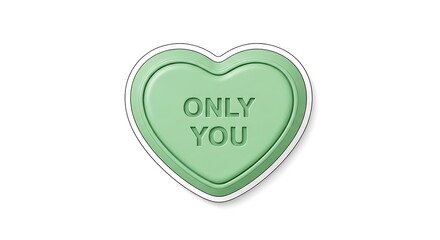 Only you heart candy love valentine sweet green message romance relationship isolated day