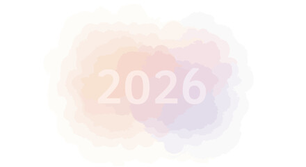 2026 in white set against a blurry watercolor background with orange pink and purple hues