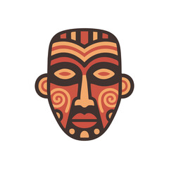 (African Tribal Mask Illustration. This vibrant, ancient artifact represents profound traditions and indigenous heritage, embodying spirit, identity, or sacred protection.)