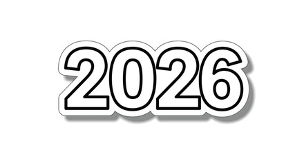 Outlined 2026 with drop shadow