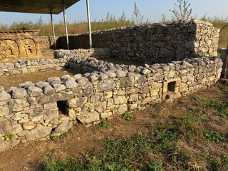 Ancient sirkap sewerage lines in houses and temples showing advanced water drainage system of gandhara civilization in taxila pakistan