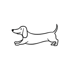 (Playful Dachshund Dog Outline. Simple sketch of a delightful sausage dog. This charming pet emblem radiates happiness and devotion.)