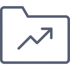 Outline Icon of a Folder with an Upward Trending Graph Inside Isolated on a Transparent Background Representing Growth and Data Analysis