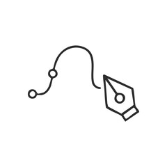 (Pen Tool Vector Path Icon. This artwork depicts a bezier curve with an editing stylus. It symbolizes digital creativity, precision visual artistry, and development.)