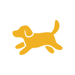 (Running Dog Simple Illustration. A cheerful puppy dashes with delight. This vibrant canine embodies agility, happiness, and vitality, ideal for various pet-themed projects.)