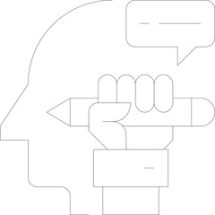Outline Abstract Education Concept With Dotted Lines Forming A Stylized Human Head And Geometric Shapes On Transparent Background