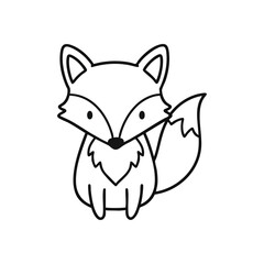 (Adorable Forest Animal Sketch. A sweet black and white vixen illustration, sitting peacefully. This simple line drawing captures childlike wonder and natural charm, ideal for kids projects.)