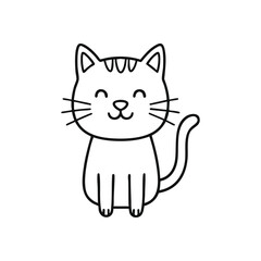 (Joyful Cartoon Cat Doodle. This charming artwork depicts a cheerful kitten, symbolizing innocence and happiness. Perfect for children's designs or playful projects.)