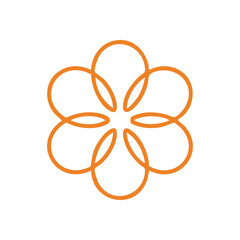 (Orange Abstract Flower Outline. Vibrant tangerine blossom icon representing organic growth and natural unity with elegant, continuous lines. Modern creative symbol.)