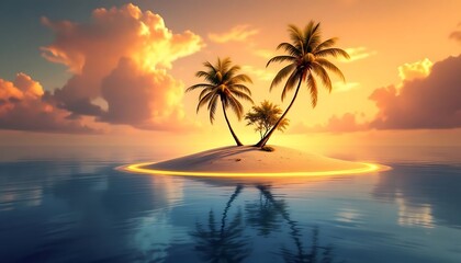 Tropical beach with coconut trees