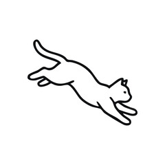 (Leaping Feline Minimalist Outline. A sleek, dynamic pouncing domestic animal graphic. This iconic illustration represents agility, joy, and swift motion, ideal for pet-related concepts.)